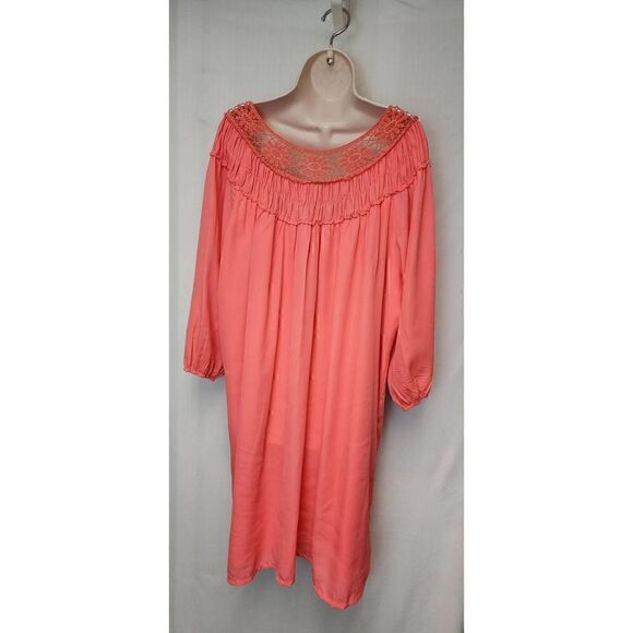 Justify 3/4 Balloon Sleeve Flowy Dress Salmon Pink Size 3XL - Picture 4 of 6